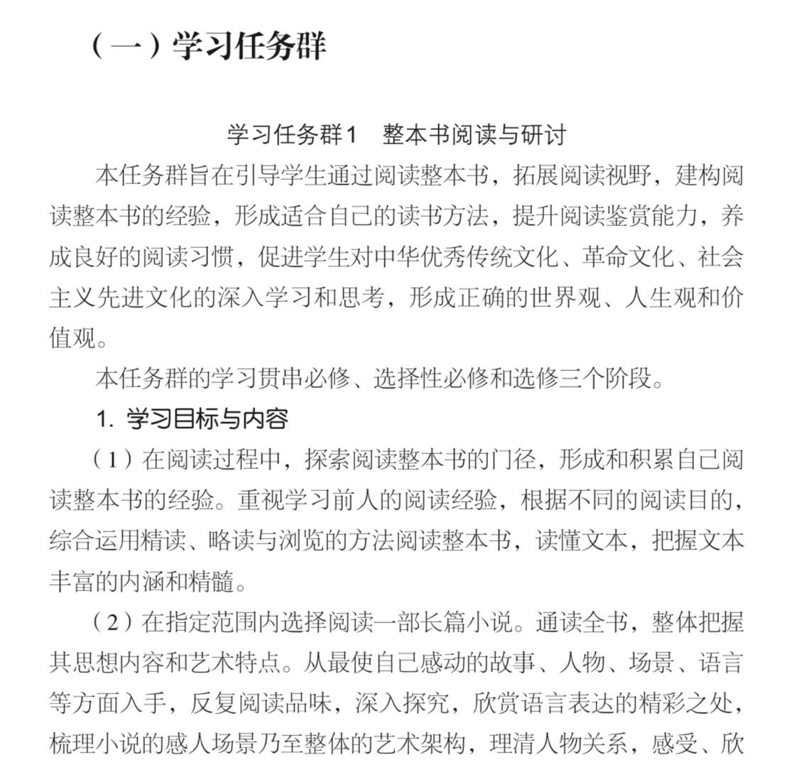 高中语文课程标准解读二学习任务群的确定及其教学